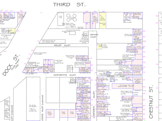 Map showing Carter's Alley published on the Museum of the American Revolution's tumbler feed, "Making the Museum" at http://amrevmuseum.tumblr.com/ 